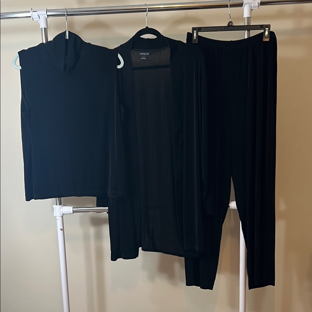 Elegant Women's Black Straight Leg Pants & Jumpsuit Set